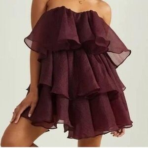 Altard state Sadie Layered Burgundy Dress